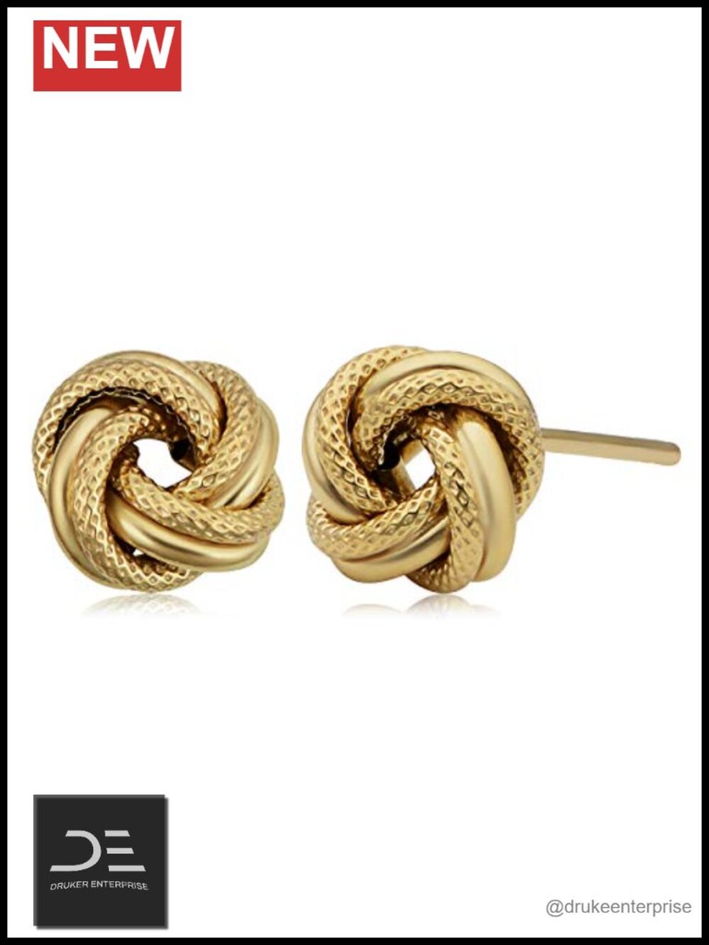 10k Yellow Gold Love Knot Stud Earrings for Women Hypoallergenic